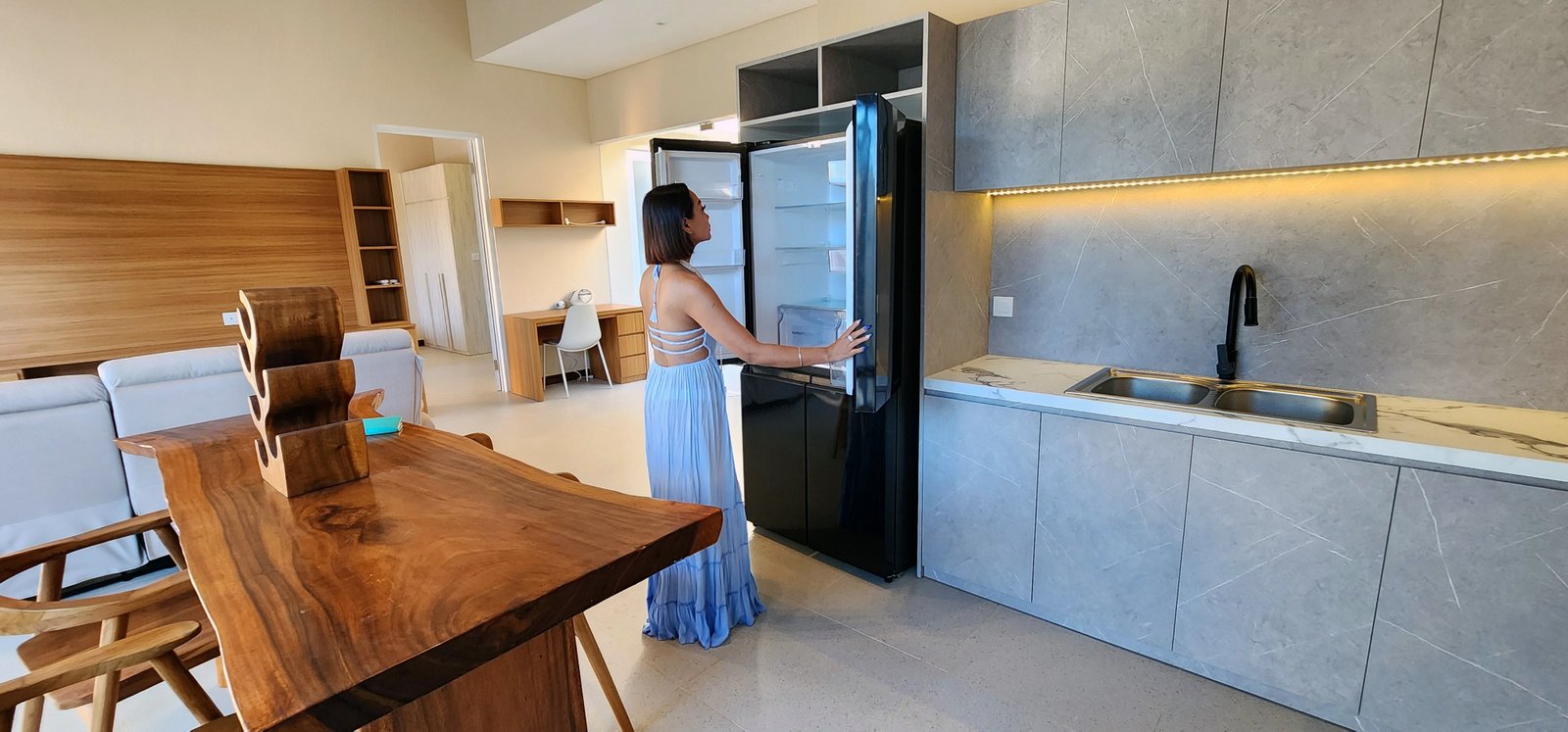 Bali Luxury Retirement Villa Kitchen Two Door Freezer & Refrigerator